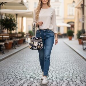 Vera Bradley Handbag “Hannah”Yellow Bird Black/Yellow/White NWT